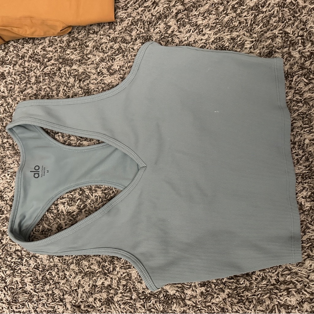 Alo Light Blue Ribbed Tank Top